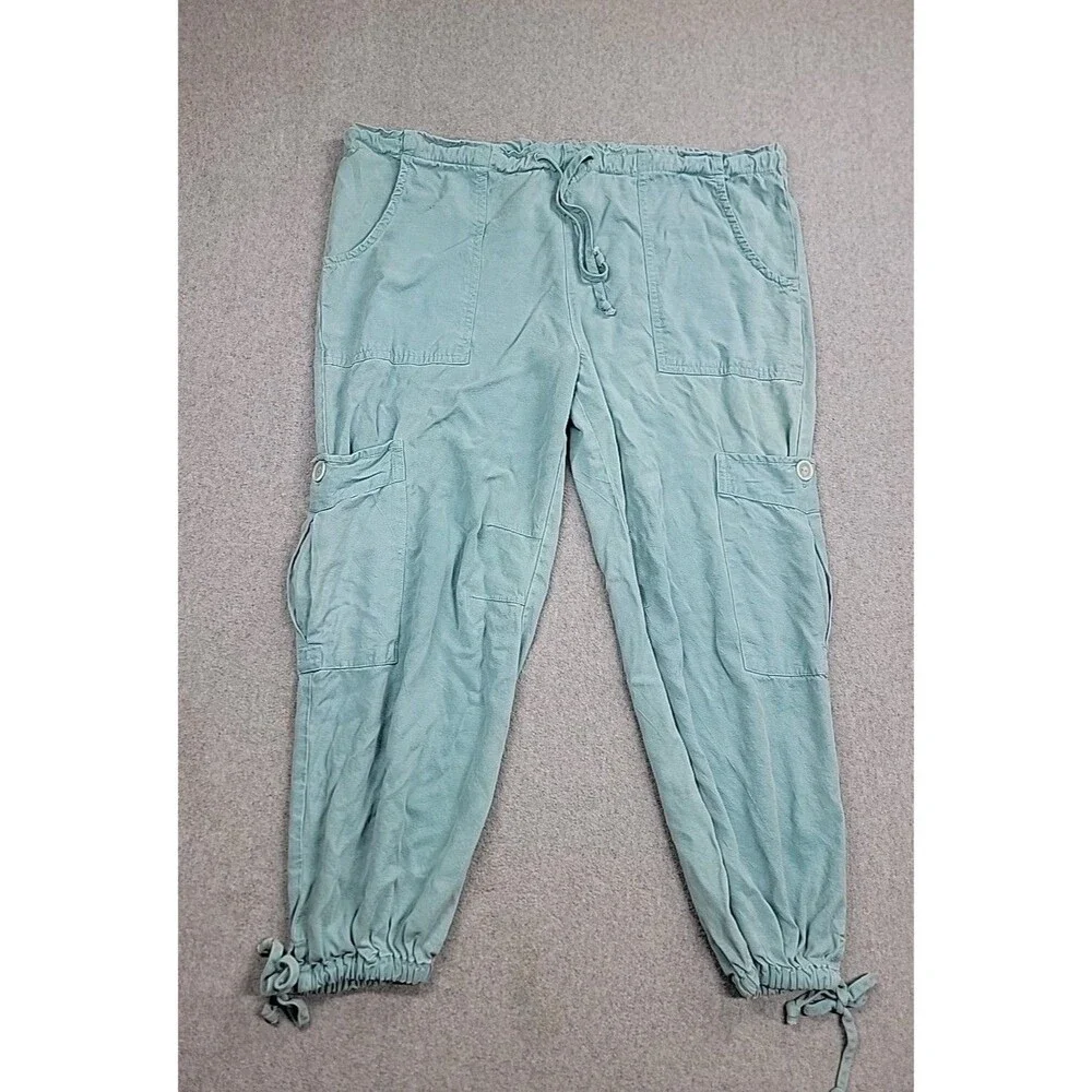 Tianello Joggers Womens XS Green Tencel Rayon Lightweight Baggy Spring Casual - Picture 1 of 15